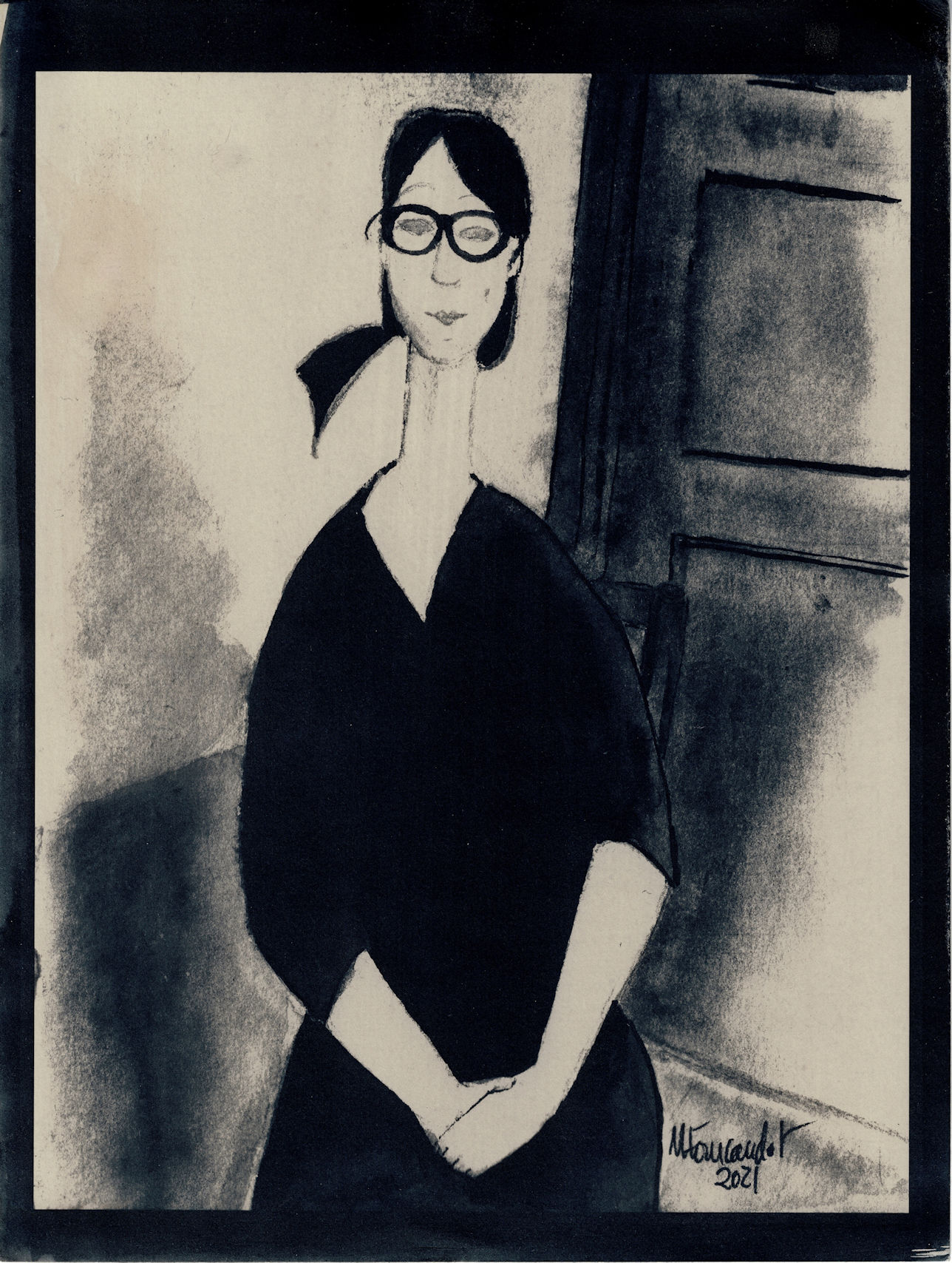 Portrait de Marianne - Modigliani Cyanotype-café(Copy)